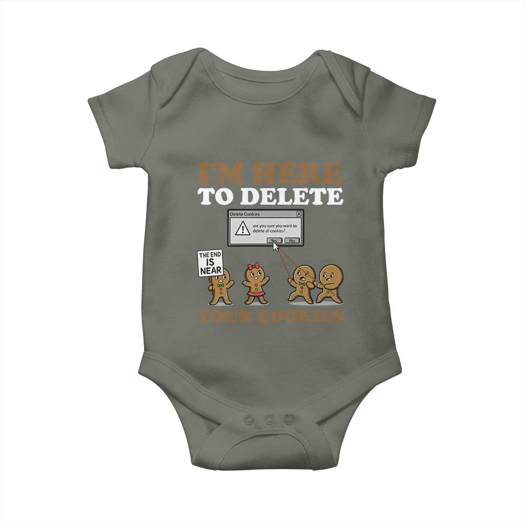 Funny Christmas I Am Here To Delete Your Cookie Baby Onesie Xmas Gingerbread Lover - Wonder Print Shop