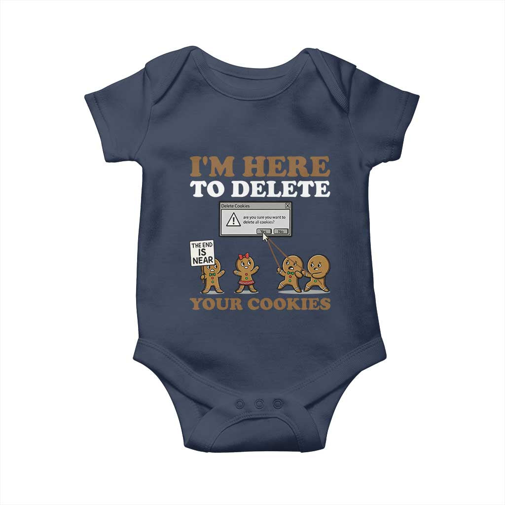 Funny Christmas I Am Here To Delete Your Cookie Baby Onesie Xmas Gingerbread Lover - Wonder Print Shop