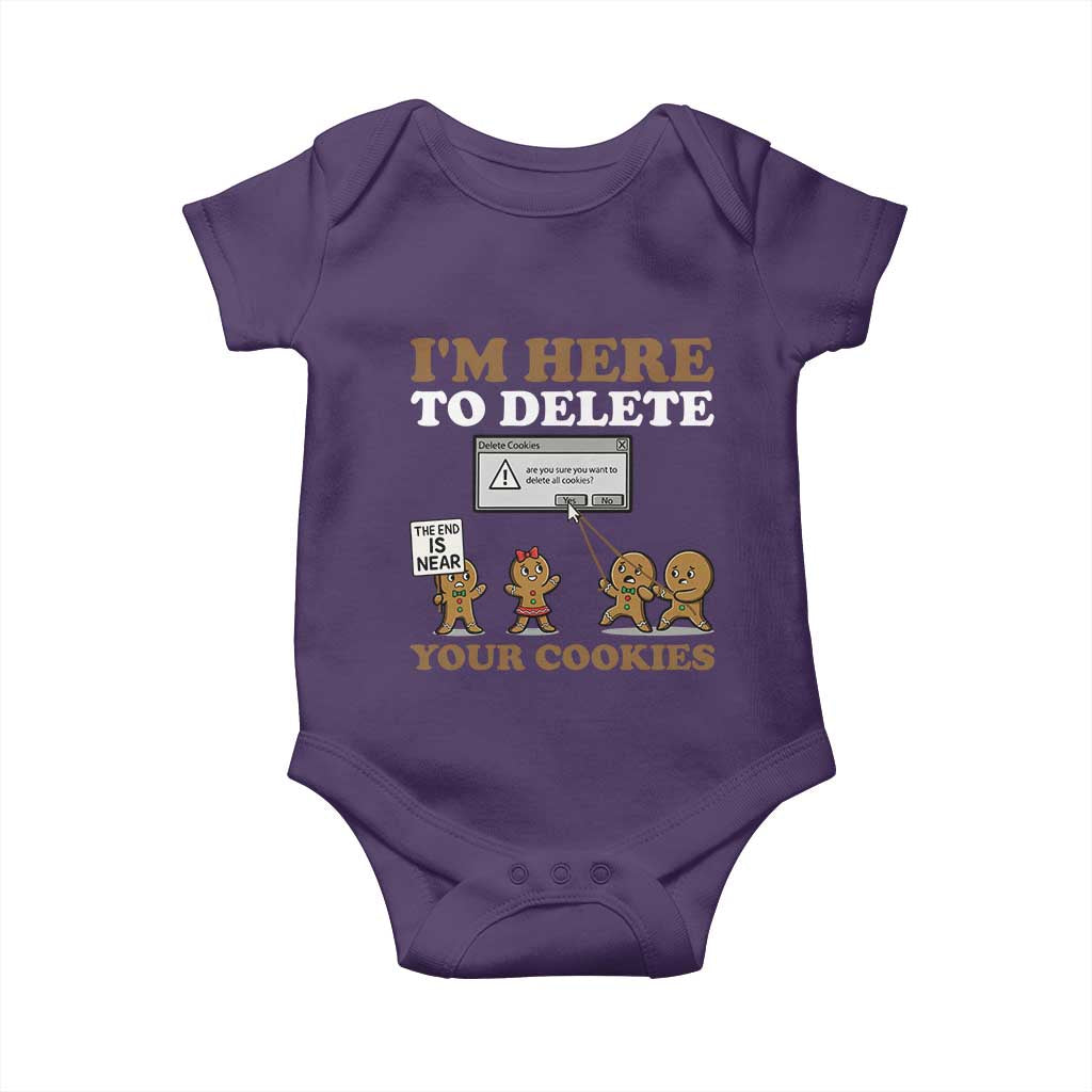 Funny Christmas I Am Here To Delete Your Cookie Baby Onesie Xmas Gingerbread Lover - Wonder Print Shop