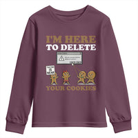 Funny Christmas I Am Here To Delete Your Cookie Youth Sweatshirt Xmas Gingerbread Lover - Wonder Print Shop