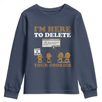 Funny Christmas I Am Here To Delete Your Cookie Youth Sweatshirt Xmas Gingerbread Lover - Wonder Print Shop