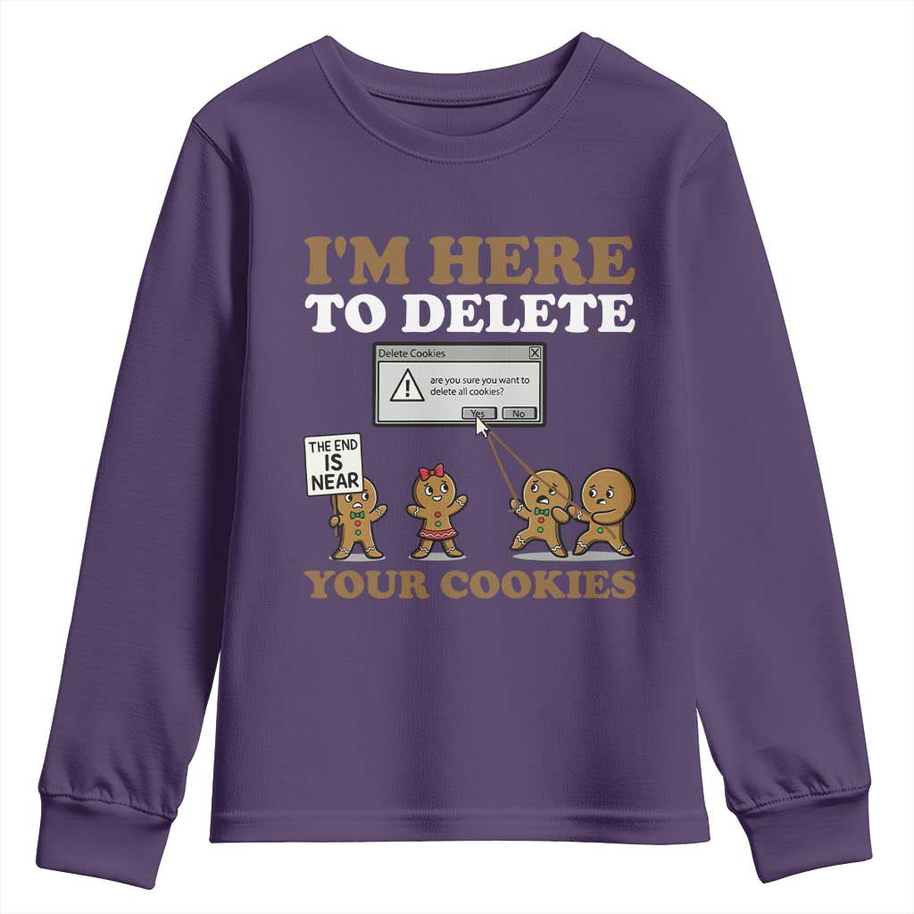 Funny Christmas I Am Here To Delete Your Cookie Youth Sweatshirt Xmas Gingerbread Lover - Wonder Print Shop