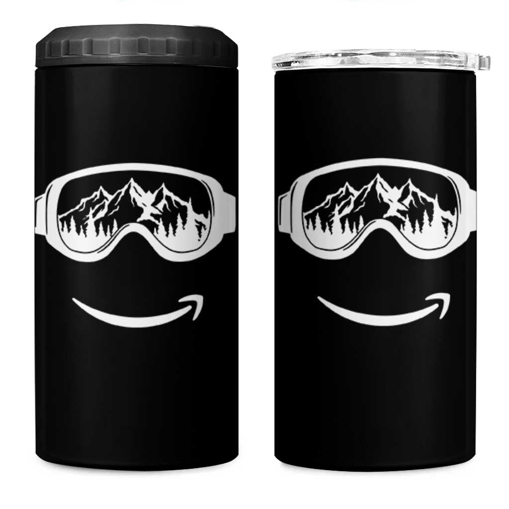 Funny Skiing Snowboard 4 in 1 Can Cooler Tumbler Snow Goggles Snow Mountain Winter Sport - Wonder Print Shop