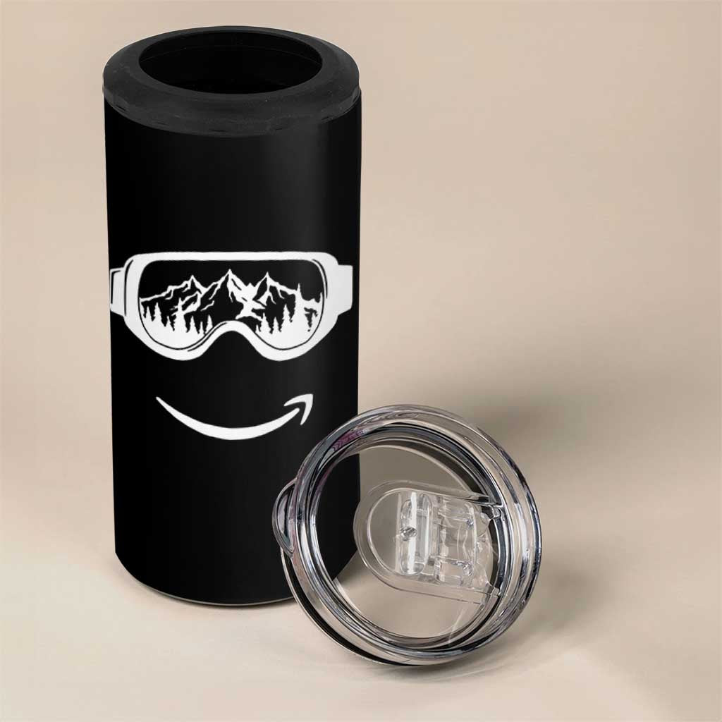 Funny Skiing Snowboard 4 in 1 Can Cooler Tumbler Snow Goggles Snow Mountain Winter Sport - Wonder Print Shop