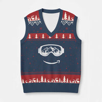Funny Skiing Snowboard V-Neck Knit Sweater Vest Snow Goggles Snow Mountain Winter Sport - Wonder Print Shop