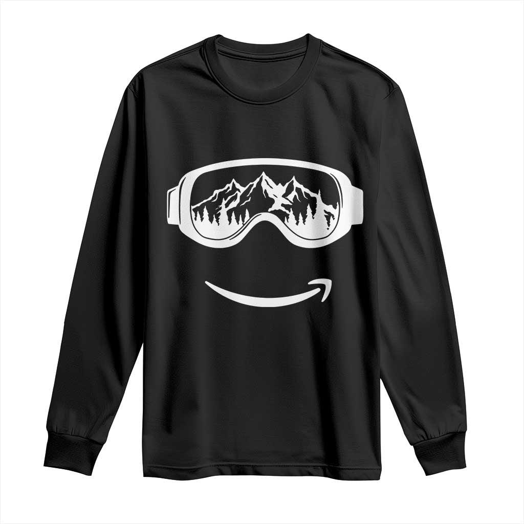 Funny Skiing Snowboard Long Sleeve Shirt Snow Goggles Snow Mountain Winter Sport - Wonder Print Shop