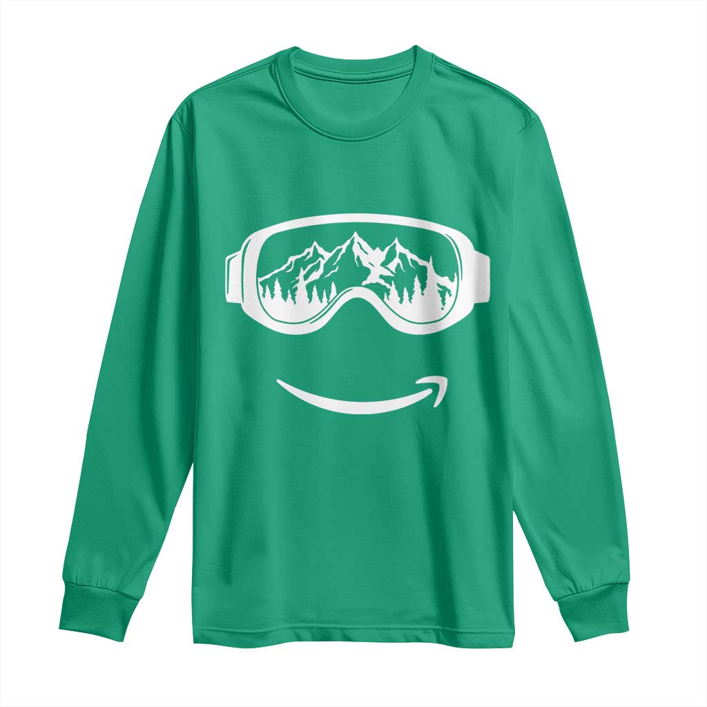 Funny Skiing Snowboard Long Sleeve Shirt Snow Goggles Snow Mountain Winter Sport - Wonder Print Shop