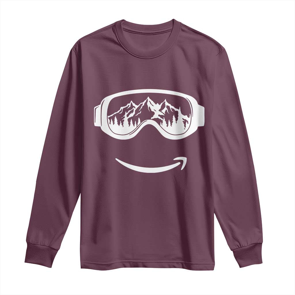Funny Skiing Snowboard Long Sleeve Shirt Snow Goggles Snow Mountain Winter Sport - Wonder Print Shop