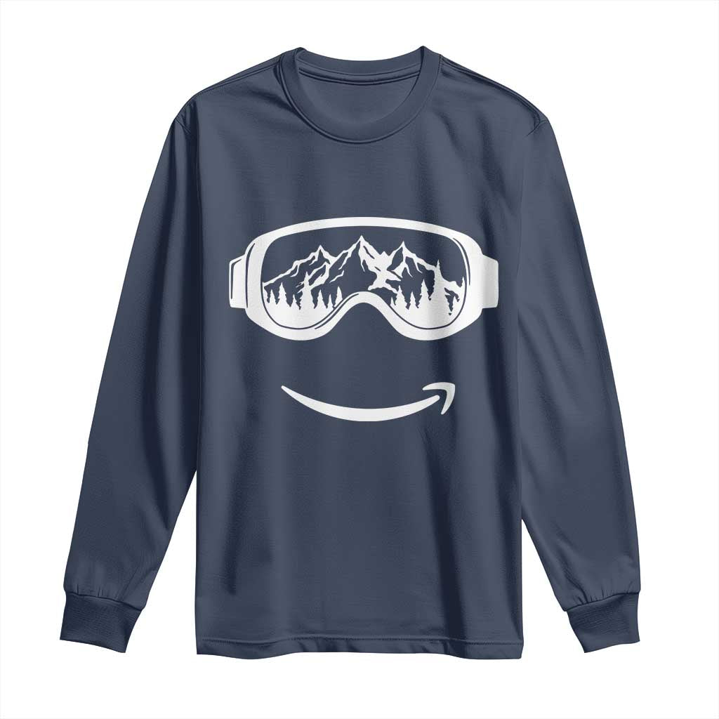 Funny Skiing Snowboard Long Sleeve Shirt Snow Goggles Snow Mountain Winter Sport - Wonder Print Shop