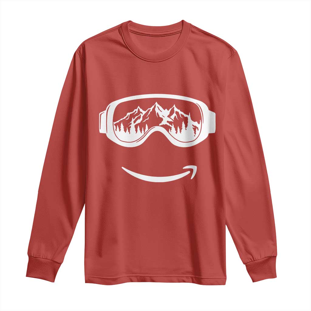Funny Skiing Snowboard Long Sleeve Shirt Snow Goggles Snow Mountain Winter Sport - Wonder Print Shop