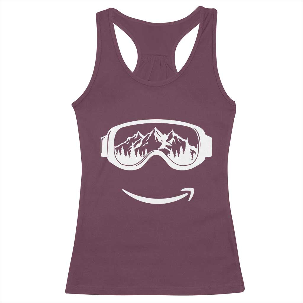 Funny Skiing Snowboard Racerback Tank Top Snow Goggles Snow Mountain Winter Sport - Wonder Print Shop