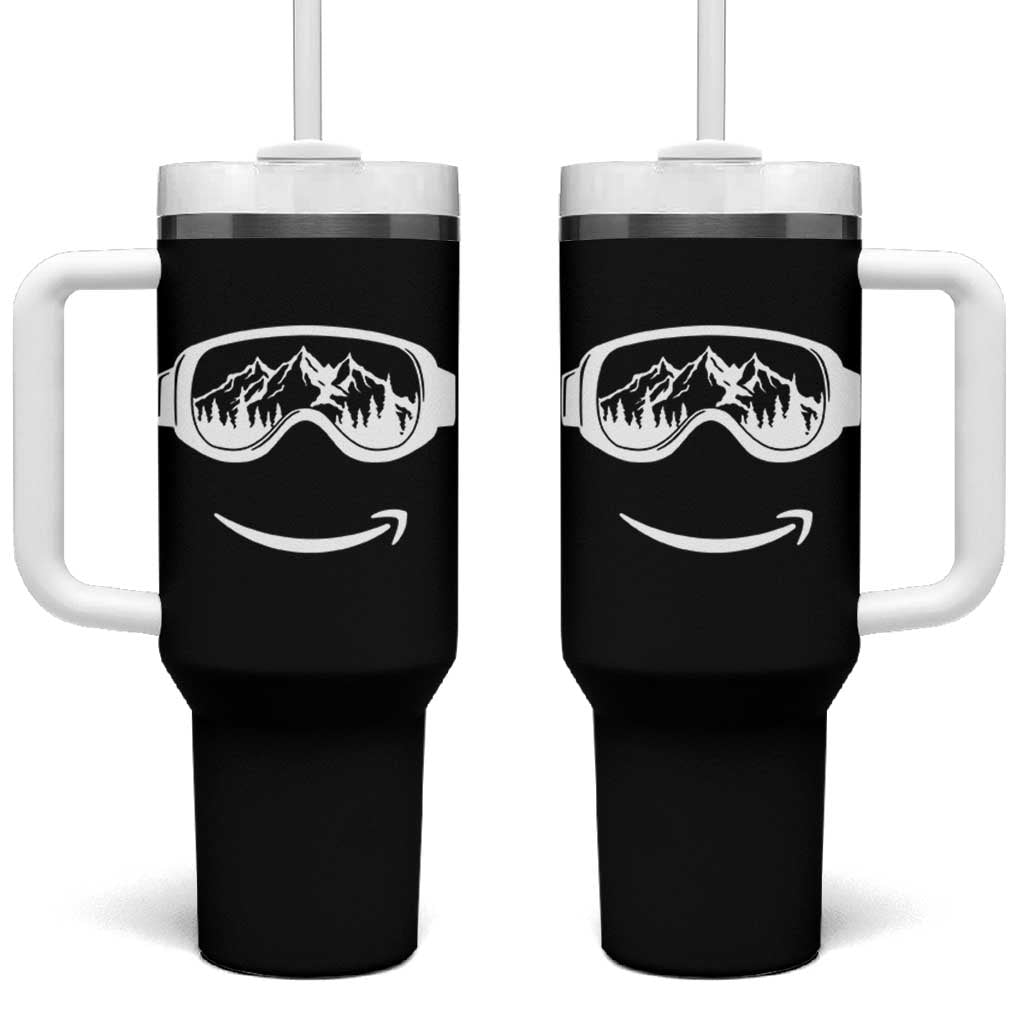 Funny Skiing Snowboard Tumbler With Handle Snow Goggles Snow Mountain Winter Sport - Wonder Print Shop