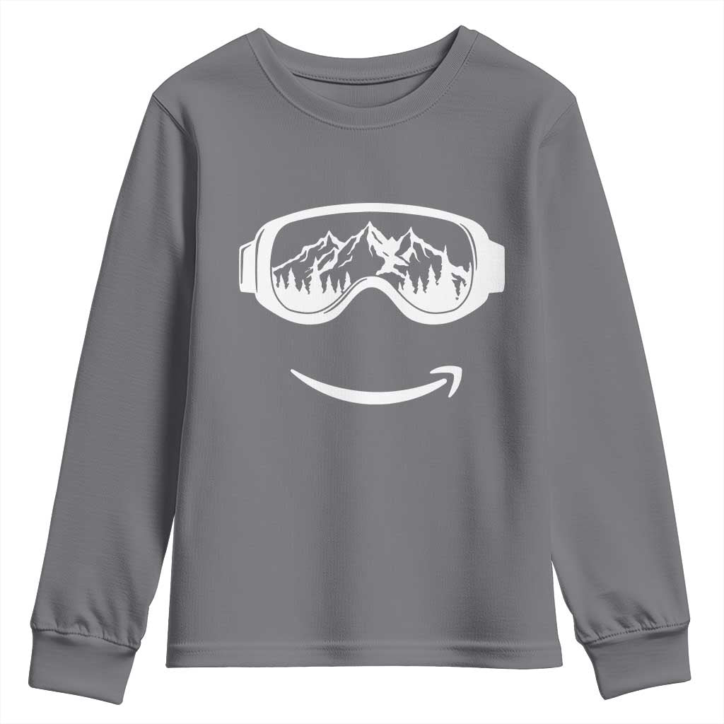 Funny Skiing Snowboard Youth Sweatshirt Snow Goggles Snow Mountain Winter Sport - Wonder Print Shop