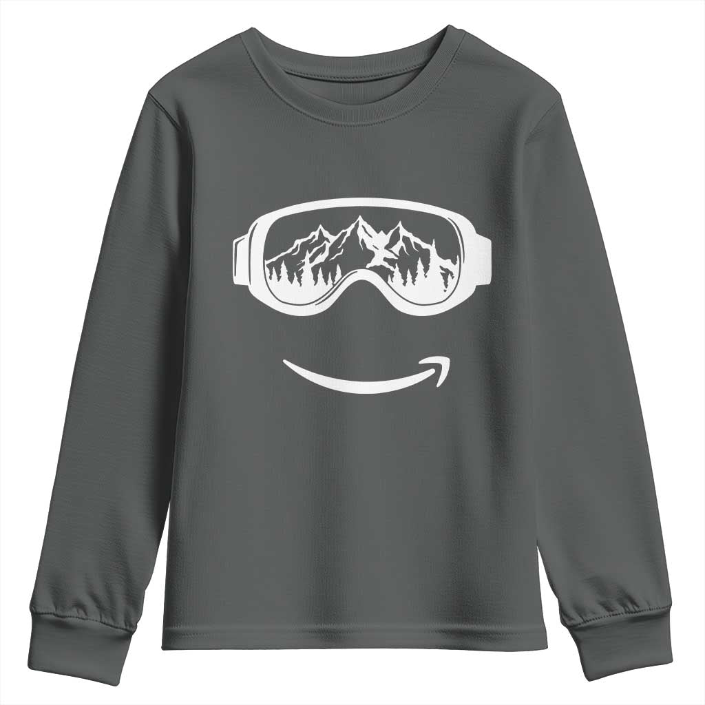 Funny Skiing Snowboard Youth Sweatshirt Snow Goggles Snow Mountain Winter Sport - Wonder Print Shop