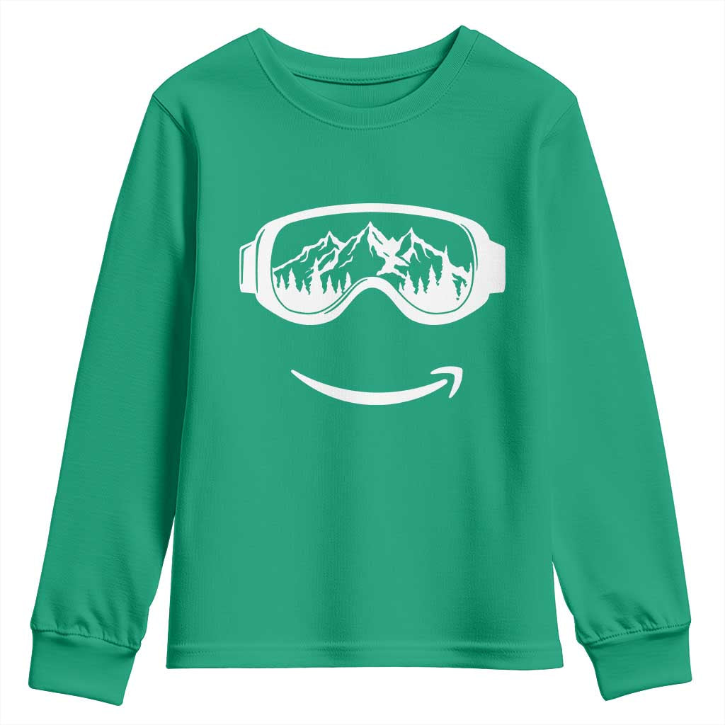 Funny Skiing Snowboard Youth Sweatshirt Snow Goggles Snow Mountain Winter Sport - Wonder Print Shop