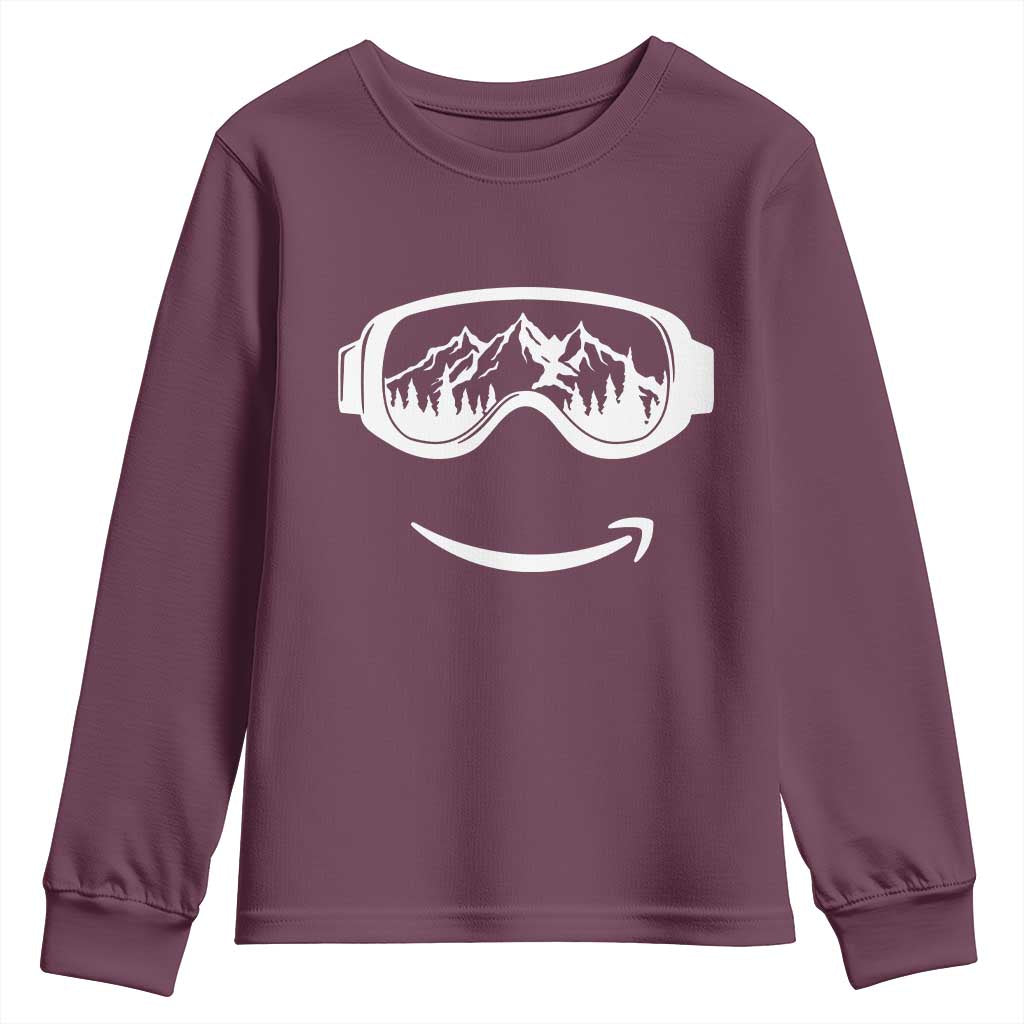 Funny Skiing Snowboard Youth Sweatshirt Snow Goggles Snow Mountain Winter Sport - Wonder Print Shop