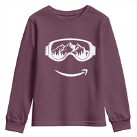 Funny Skiing Snowboard Youth Sweatshirt Snow Goggles Snow Mountain Winter Sport - Wonder Print Shop