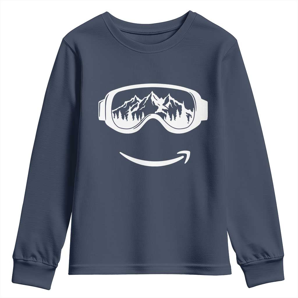 Funny Skiing Snowboard Youth Sweatshirt Snow Goggles Snow Mountain Winter Sport - Wonder Print Shop