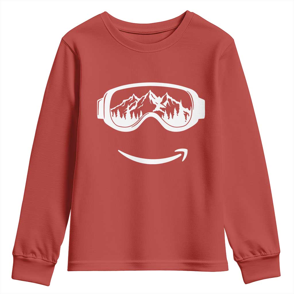 Funny Skiing Snowboard Youth Sweatshirt Snow Goggles Snow Mountain Winter Sport - Wonder Print Shop