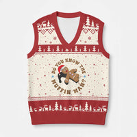 Xmas Gingerbread V-Neck Knit Sweater Vest Funny Do You Know The Muffin Man - Wonder Print Shop