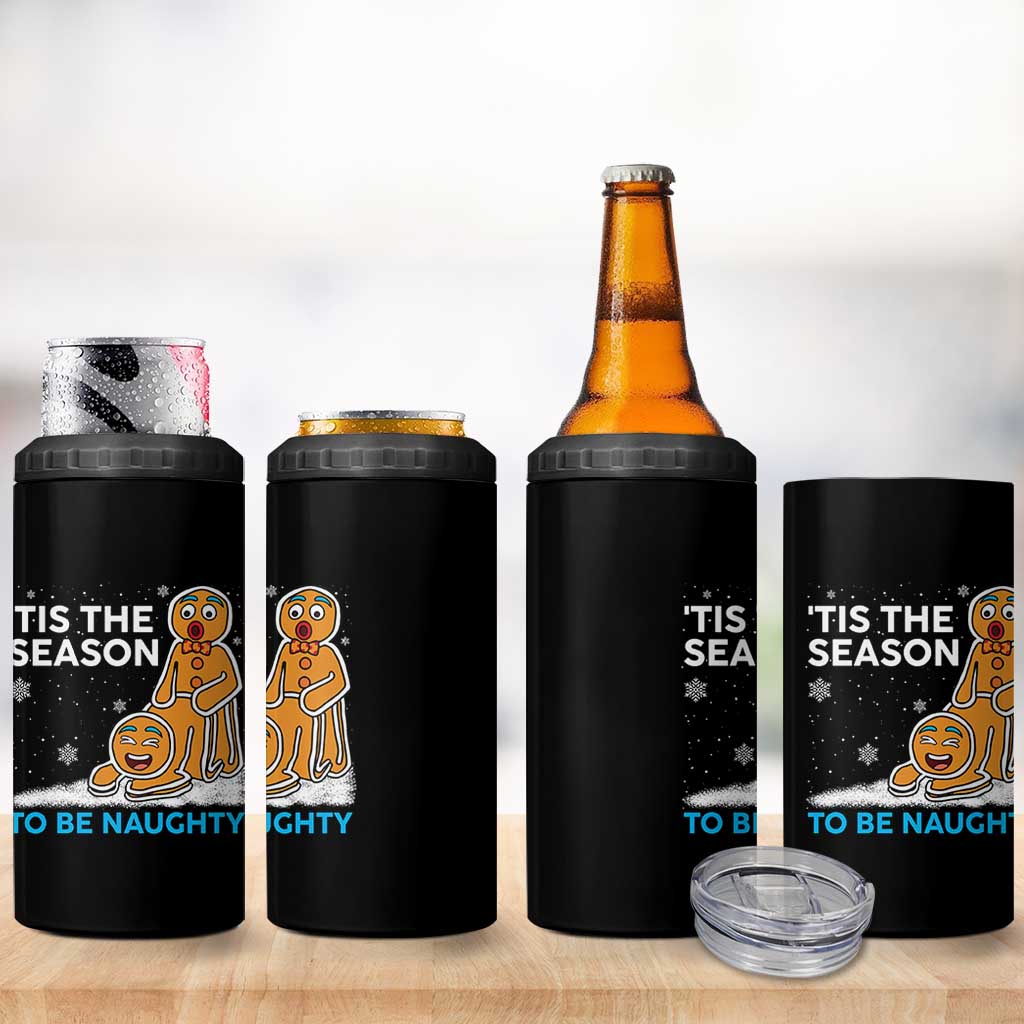Funny Tis The Season To Be Naughty Dirty Christmas 4 in 1 Can Cooler Tumbler Xmas Adult Humor - Wonder Print Shop