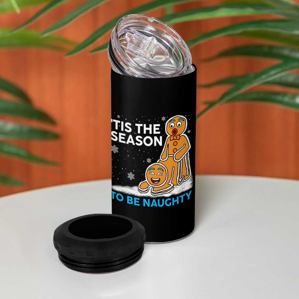 Funny Tis The Season To Be Naughty Dirty Christmas 4 in 1 Can Cooler Tumbler Xmas Adult Humor - Wonder Print Shop