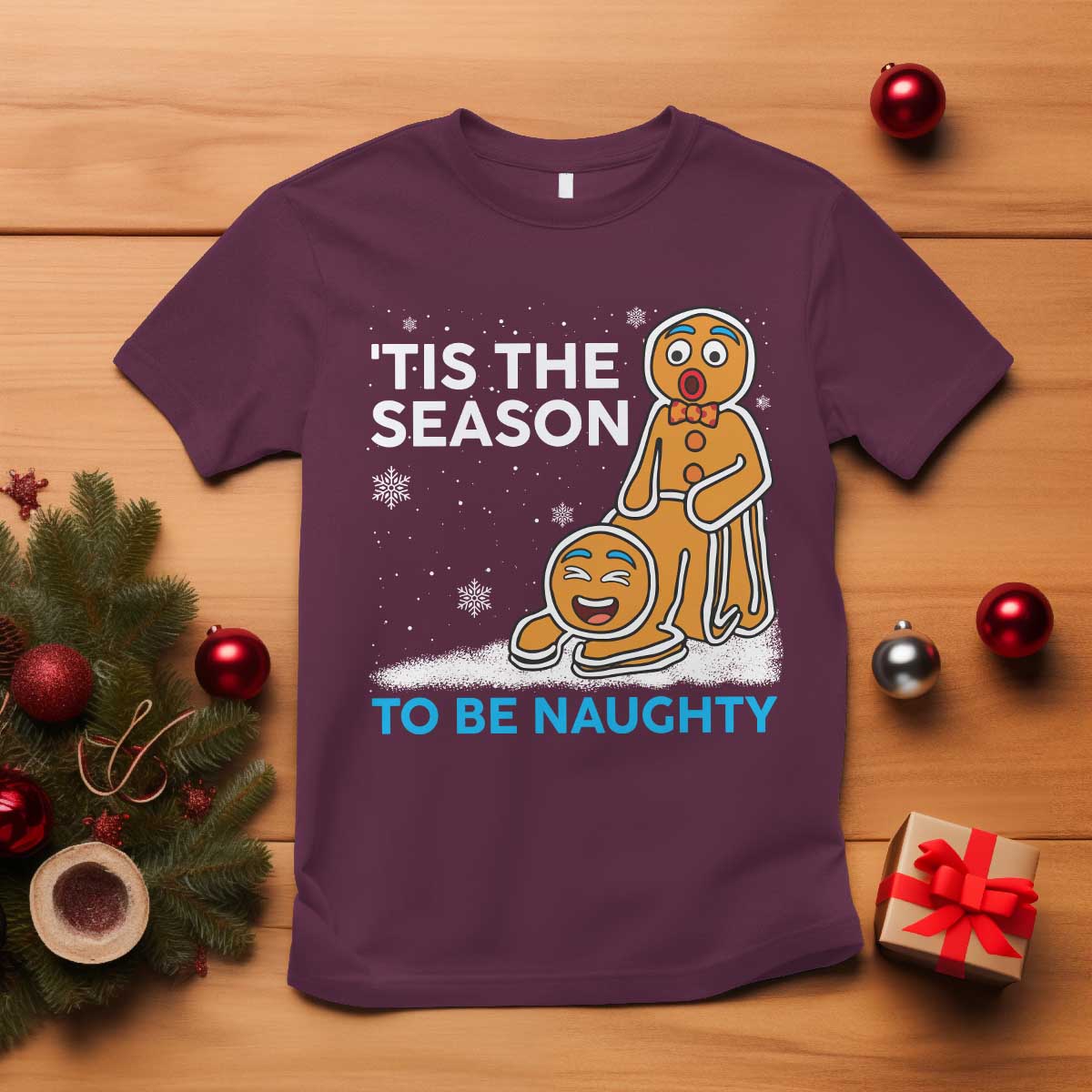 Funny Tis The Season To Be Naughty Dirty Christmas T Shirt Xmas Adult Humor - Wonder Print Shop