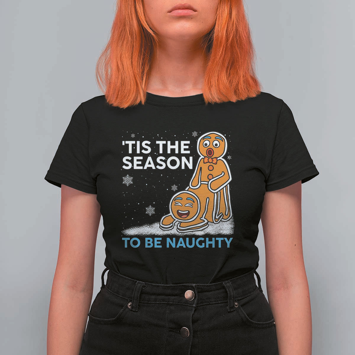 Funny Tis The Season To Be Naughty Dirty Christmas T Shirt For Women Xmas Adult Humor - Wonder Print Shop