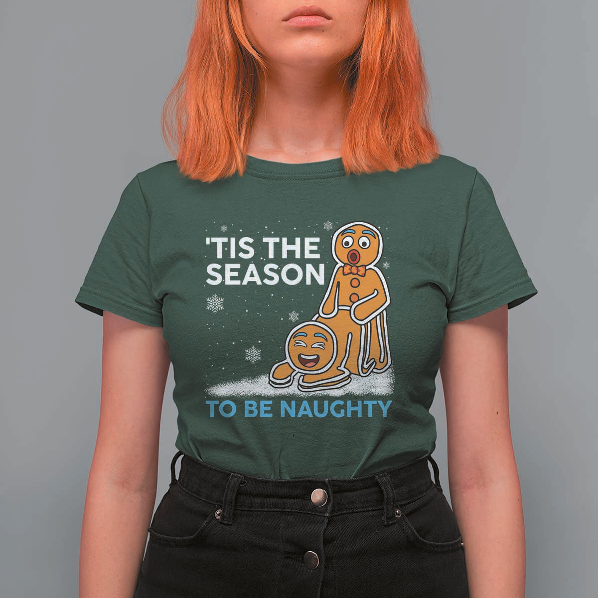 Funny Tis The Season To Be Naughty Dirty Christmas T Shirt For Women Xmas Adult Humor - Wonder Print Shop