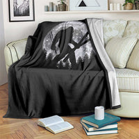 Funny Skiing Bigfoot Ski Winter Sport Moon Throw Blanket - Wonder Print Shop