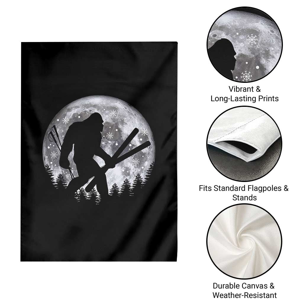 Funny Skiing Bigfoot Ski Winter Sport Moon Garden Flag - Wonder Print Shop