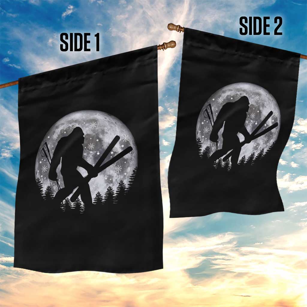 Funny Skiing Bigfoot Ski Winter Sport Moon Garden Flag - Wonder Print Shop