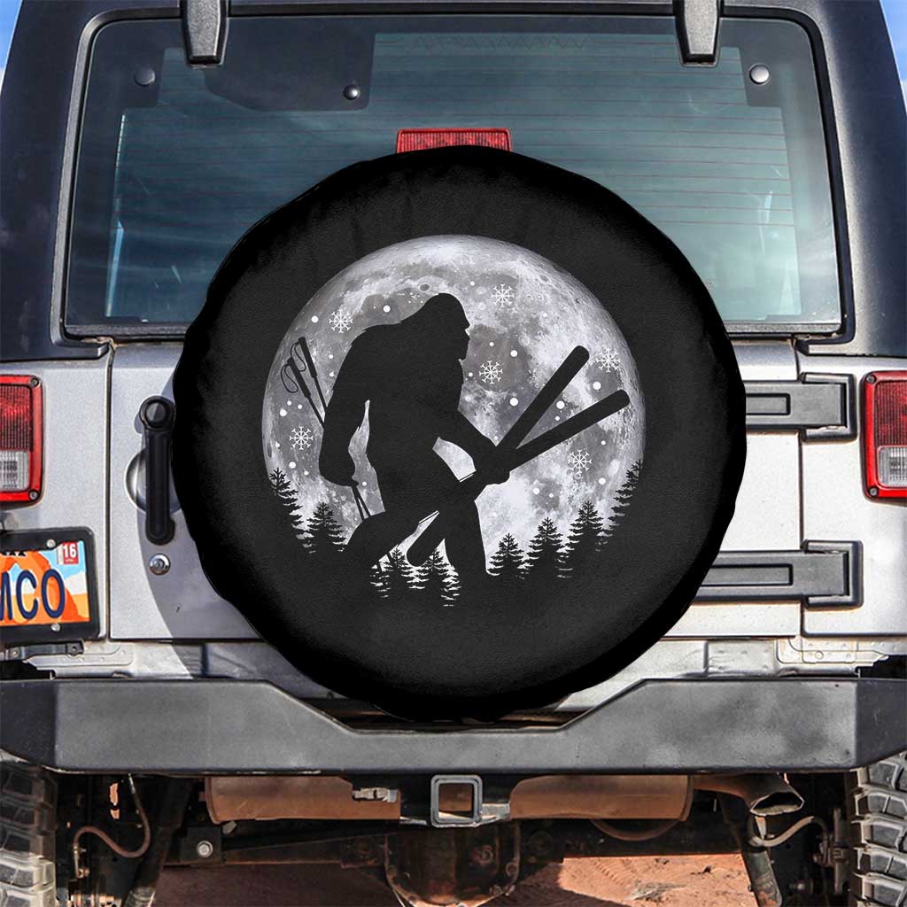 Funny Skiing Bigfoot Ski Winter Sport Moon Spare Tire Cover - Wonder Print Shop