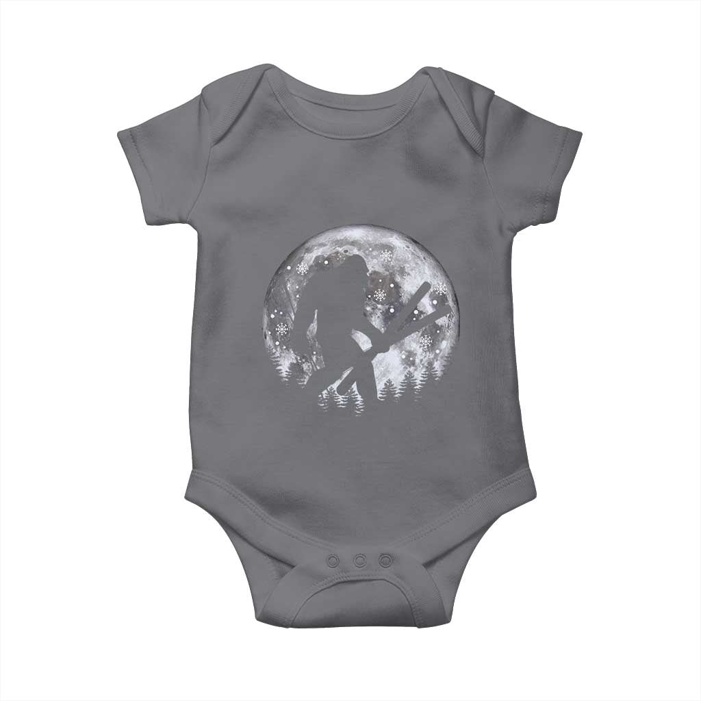 Funny Skiing Bigfoot Ski Winter Sport Moon Baby Onesie - Wonder Print Shop