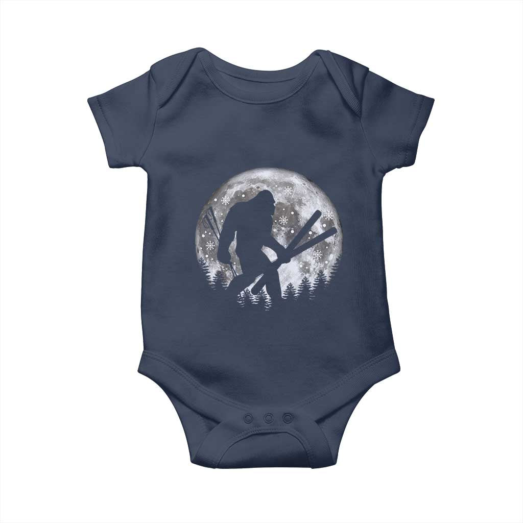 Funny Skiing Bigfoot Ski Winter Sport Moon Baby Onesie - Wonder Print Shop