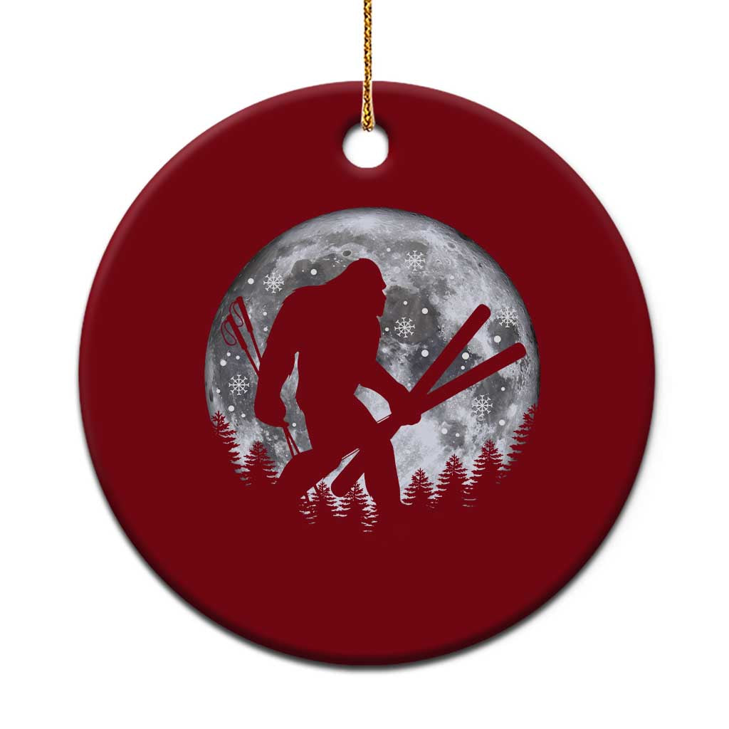 Funny Skiing Bigfoot Ski Winter Sport Moon Ceramic Ornament - Wonder Print Shop