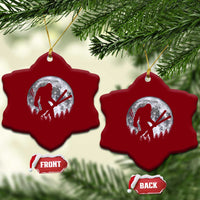 Funny Skiing Bigfoot Ski Winter Sport Moon Ceramic Ornament - Wonder Print Shop