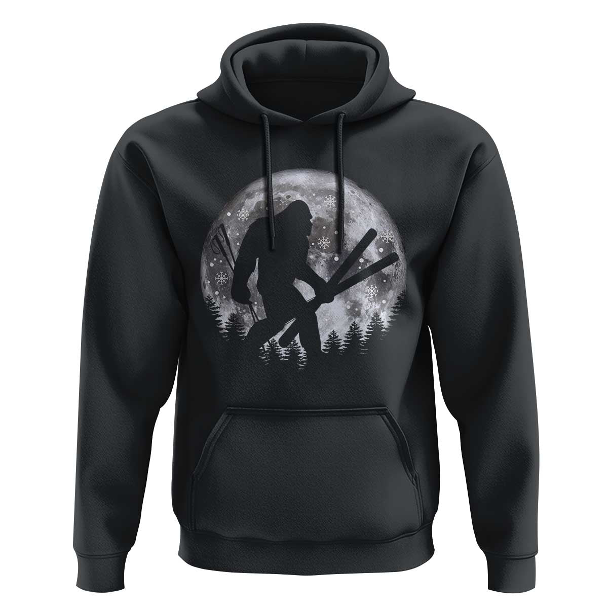 Funny Skiing Bigfoot Ski Winter Sport Moon Hoodie - Wonder Print Shop