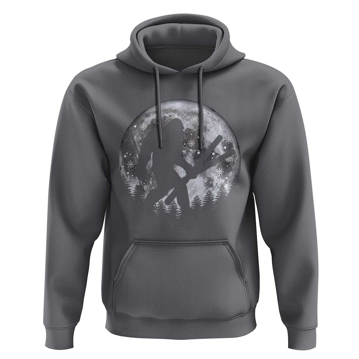 Funny Skiing Bigfoot Ski Winter Sport Moon Hoodie - Wonder Print Shop