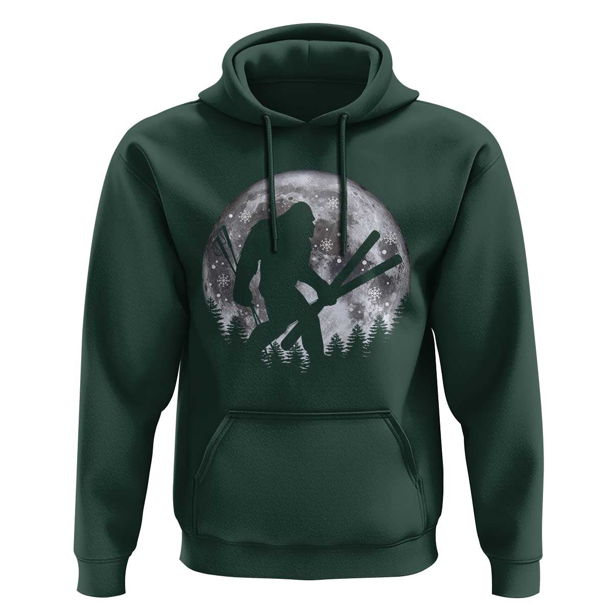 Funny Skiing Bigfoot Ski Winter Sport Moon Hoodie - Wonder Print Shop