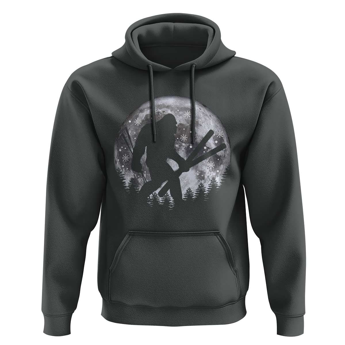 Funny Skiing Bigfoot Ski Winter Sport Moon Hoodie - Wonder Print Shop