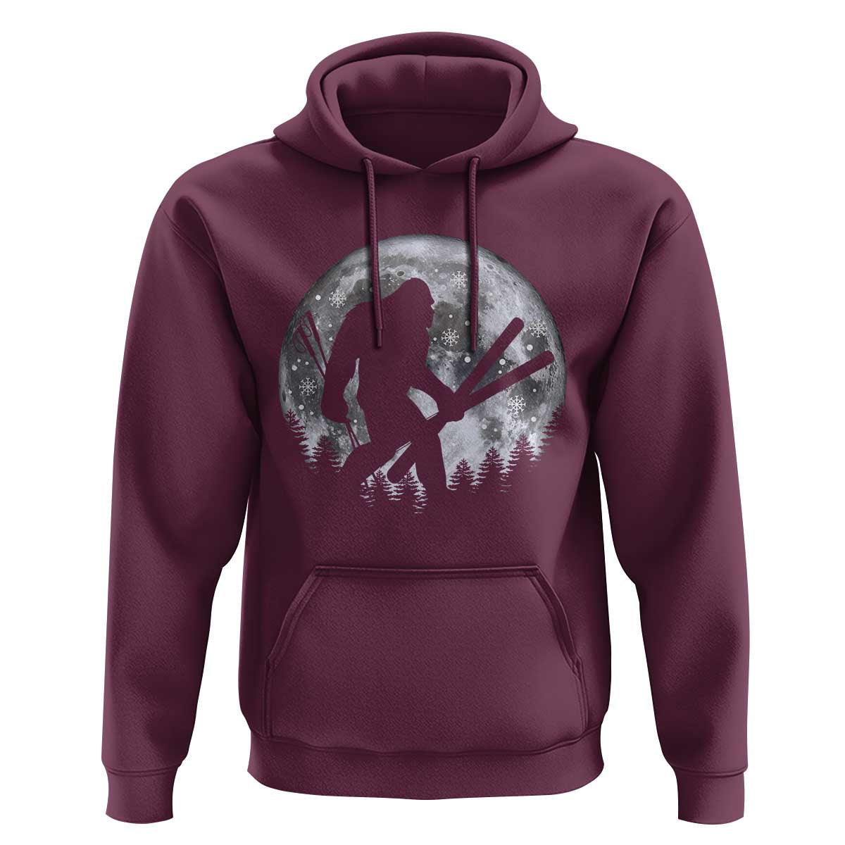 Funny Skiing Bigfoot Ski Winter Sport Moon Hoodie - Wonder Print Shop