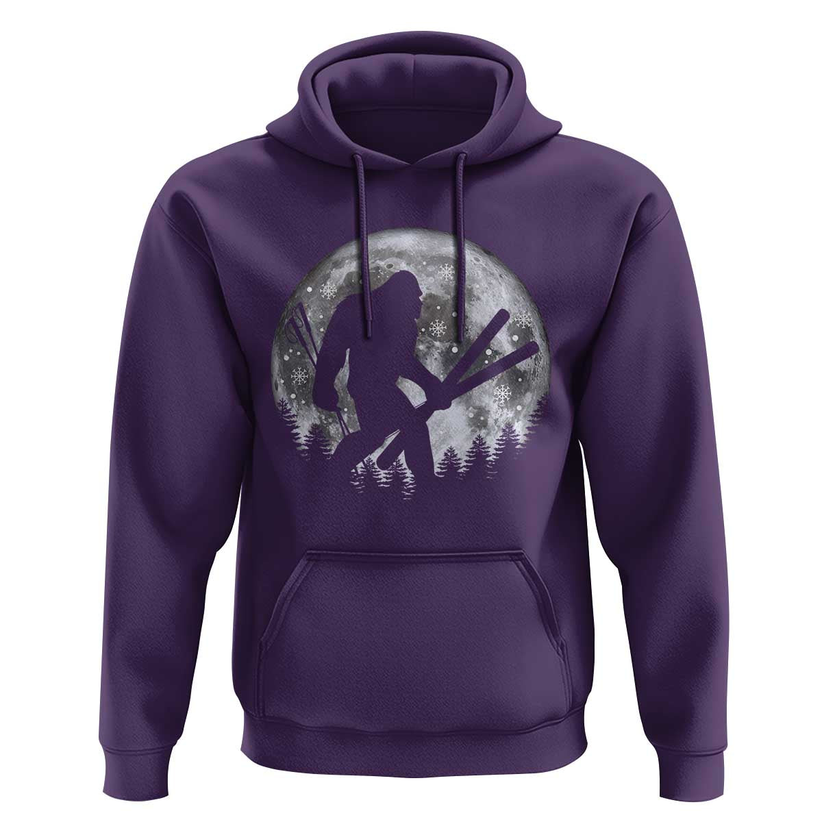Funny Skiing Bigfoot Ski Winter Sport Moon Hoodie - Wonder Print Shop