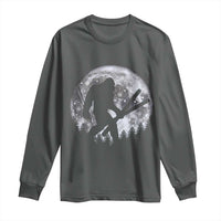 Funny Skiing Bigfoot Ski Winter Sport Moon Long Sleeve Shirt - Wonder Print Shop