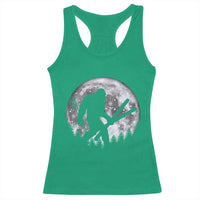 Funny Skiing Bigfoot Ski Winter Sport Moon Racerback Tank Top - Wonder Print Shop