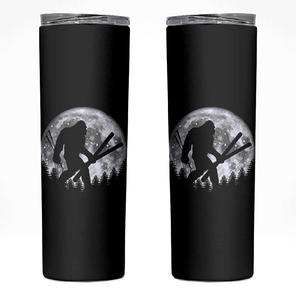 Funny Skiing Bigfoot Ski Winter Sport Moon Skinny Tumbler - Wonder Print Shop