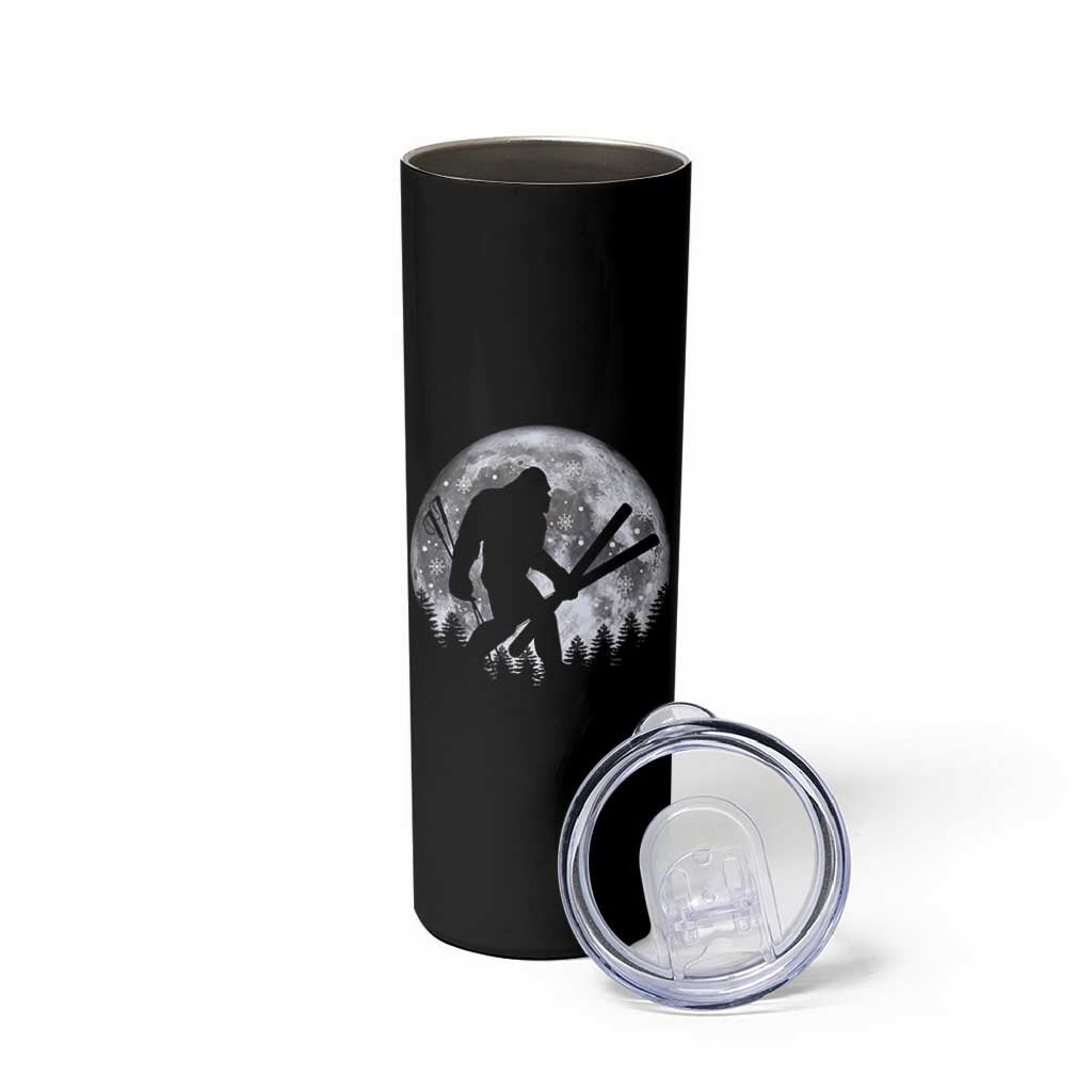 Funny Skiing Bigfoot Ski Winter Sport Moon Skinny Tumbler - Wonder Print Shop