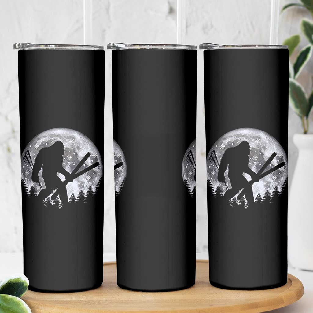 Funny Skiing Bigfoot Ski Winter Sport Moon Skinny Tumbler - Wonder Print Shop