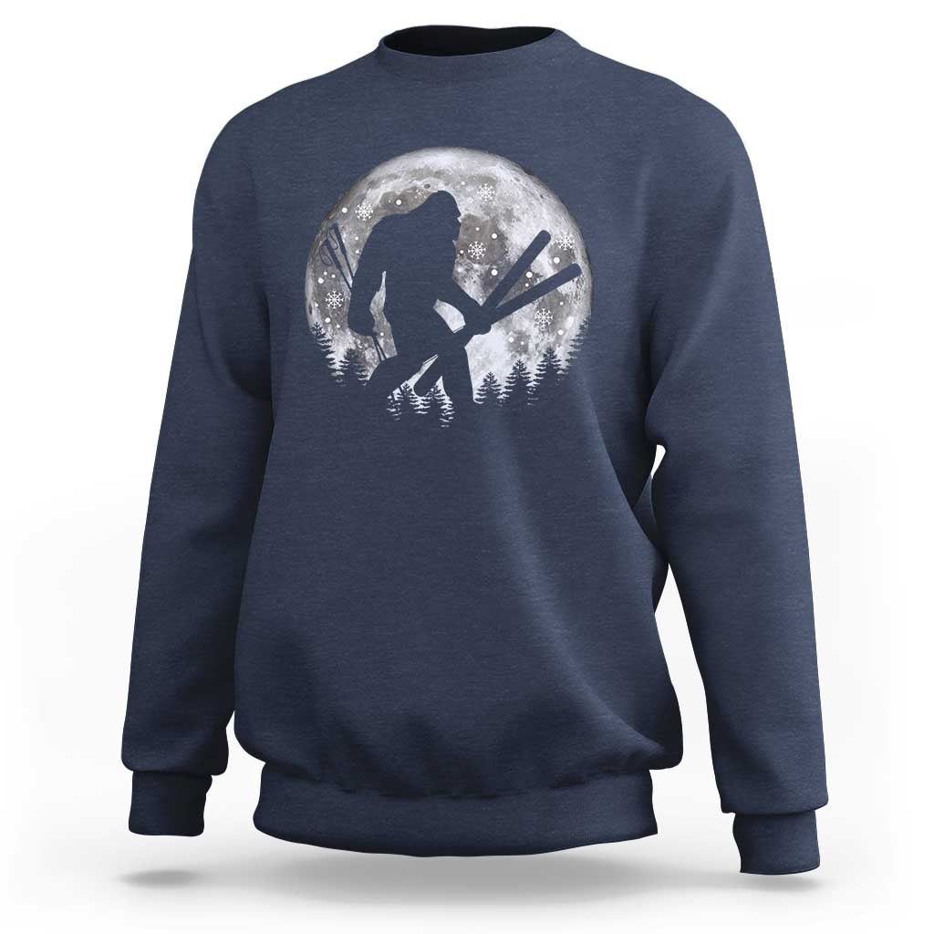 Funny Skiing Bigfoot Ski Winter Sport Moon Sweatshirt - Wonder Print Shop