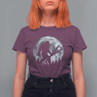 Funny Skiing Bigfoot Ski Winter Sport Moon T Shirt For Women - Wonder Print Shop